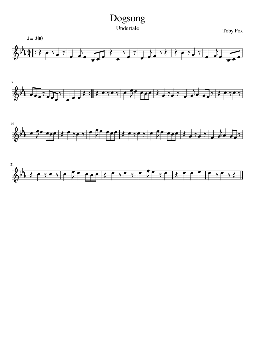 ドッグソング 楽譜 トランペット（B♭調） (ソロ) | MuseScore.com