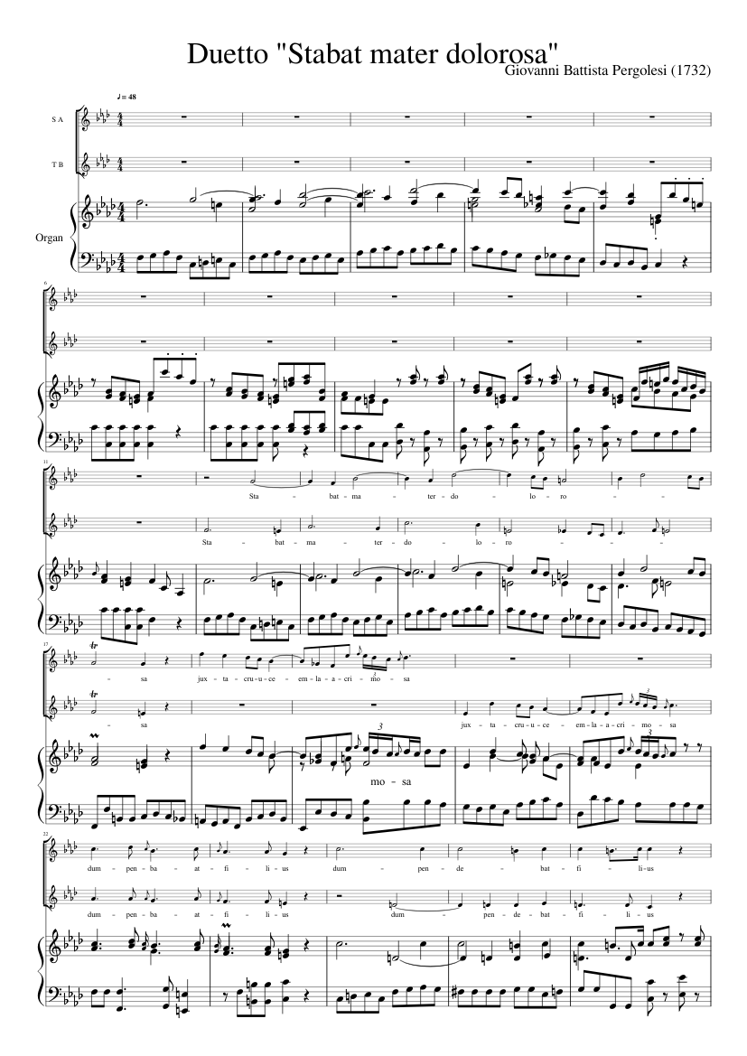 Stabat Mater Pergolesi Sheet music for Organ, Vocals (Mixed Trio) |  Musescore.com