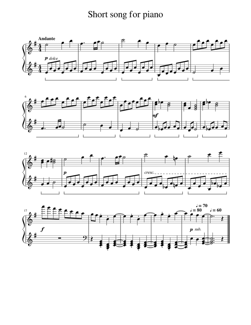 Short song for piano Sheet music for Piano (Solo) Easy | Musescore.com