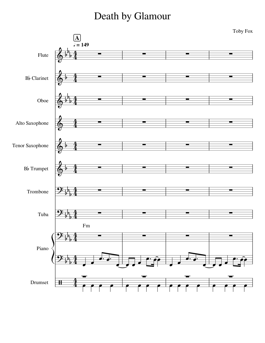 Death by Glamour - transposed Sheet music for Piano, Trombone, Tuba ...