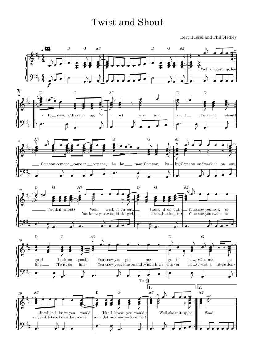 ザ・ビートルズ　62-70 ベストヒット集　Beatles 楽譜　メロディ Twist and shout – The Beatles Sheet Music with Chords for Piano