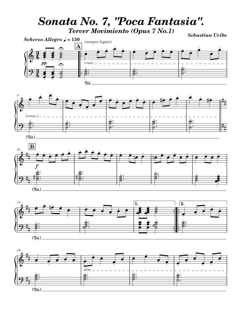 Sonata No.7, "Poca Fantasia". (Tercer Movimiento) Sheet music for Piano  (Solo) | Musescore.com