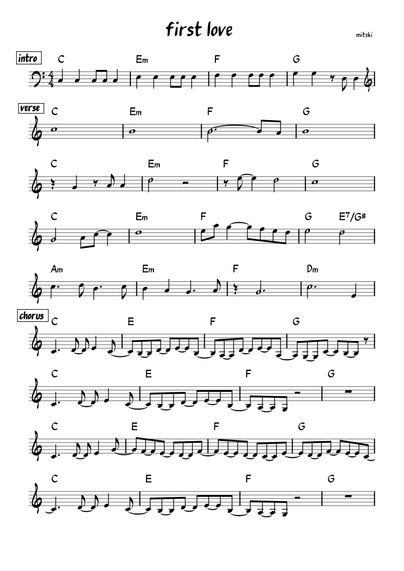 First Love / Late Spring – Mitski Sheet music for Piano (Solo) Easy ...