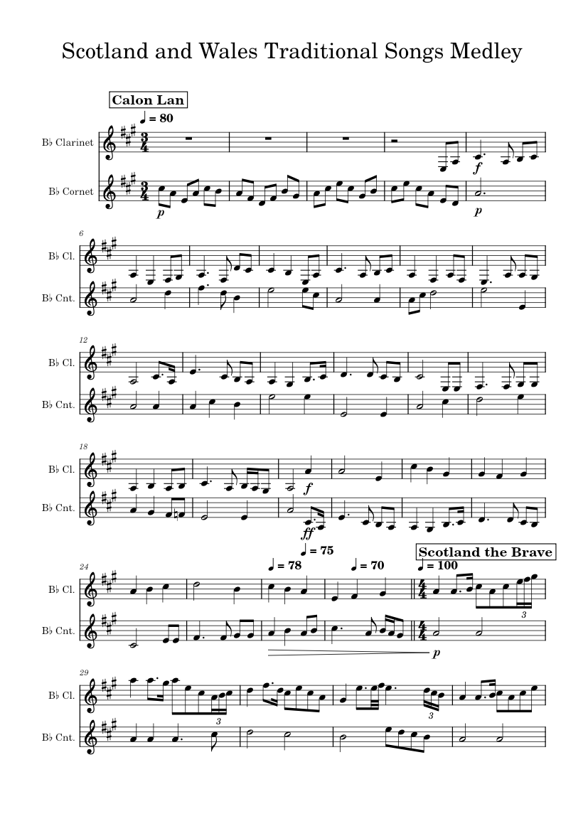 Traditional Scots Script Scotland and Wales Traditional Songs Medley Sheet Music for Cornet ...