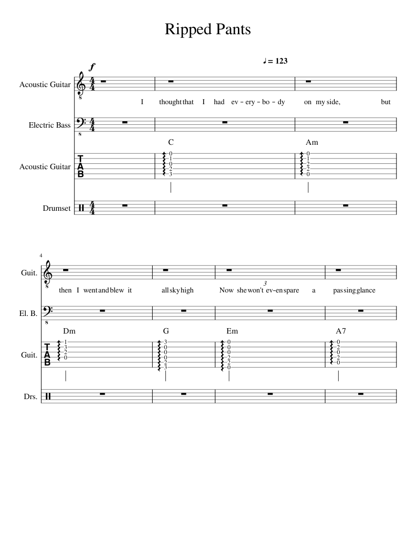 Spongebob Squarepants  Ripped Pants Chords  PDF  Song Structure   Musical Forms