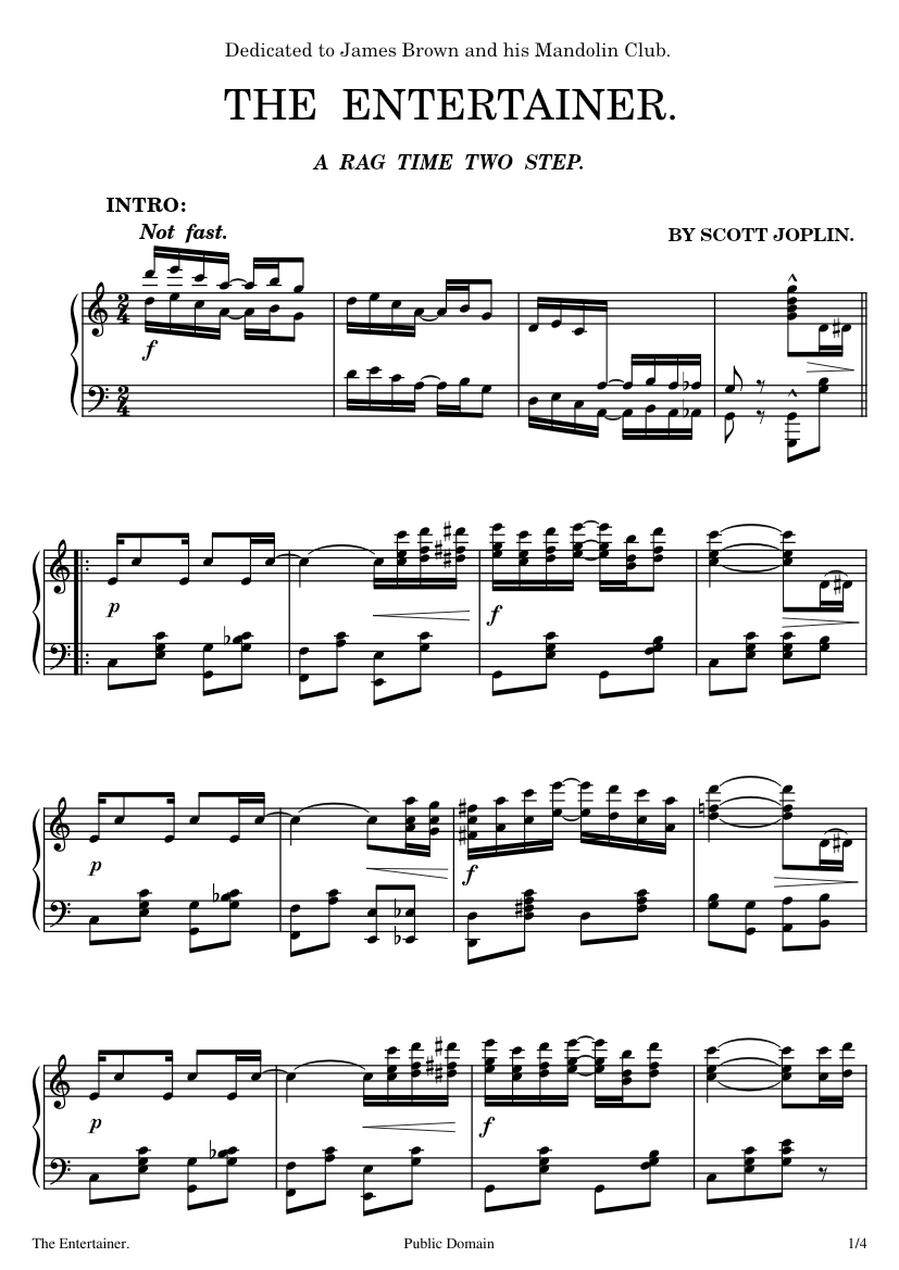 The Entertainer - Scott Joplin - 1902 Sheet music for Piano (Solo) |  Musescore.com