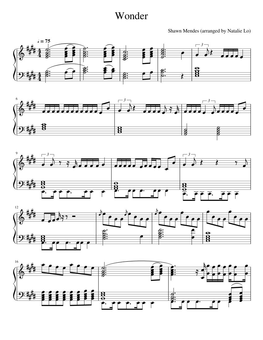 Wonder Sheet music for Piano (Solo) | Musescore.com