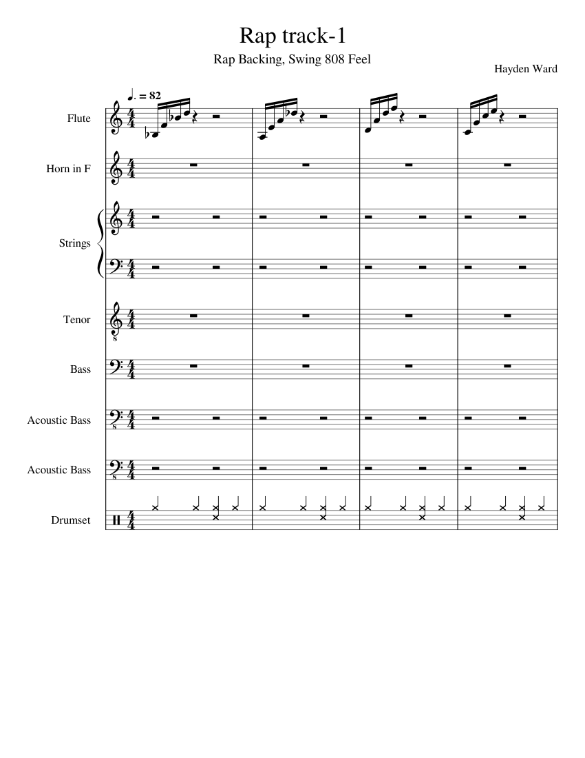 Rap Track-1 Sheet music for Tenor, Bass voice, Flute, French horn ...