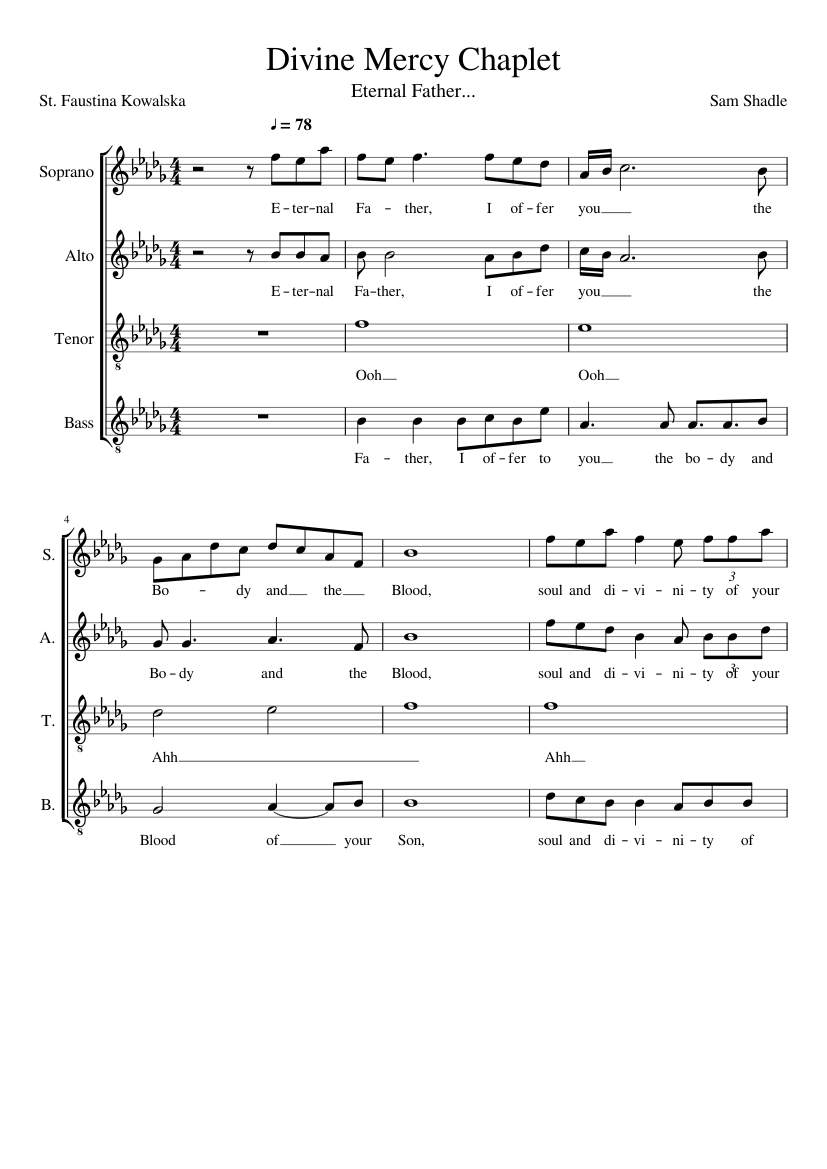 Divine Mercy Chaplet - Eternal Father Sheet music for Soprano, Alto ...