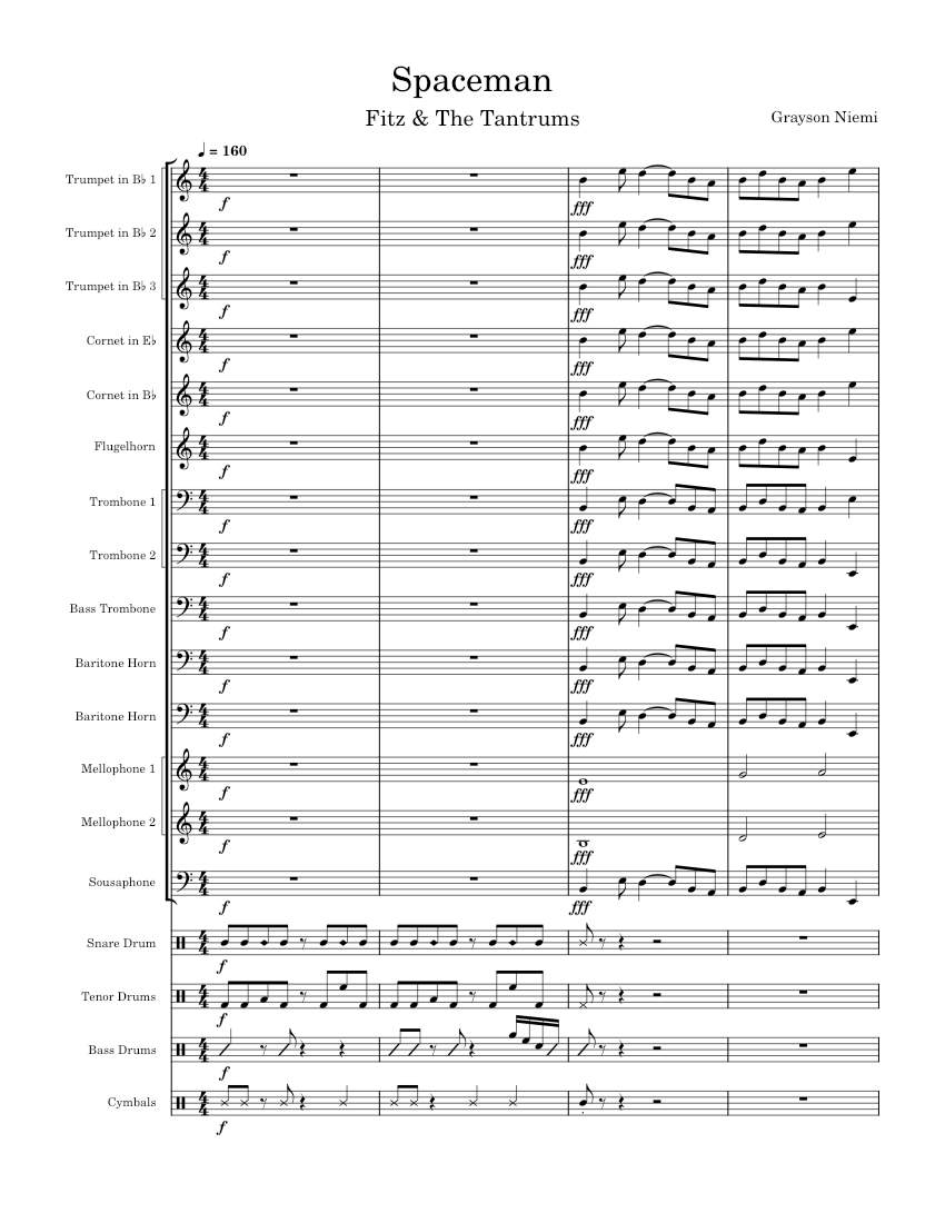 Spaceman Fitz Notes Spaceman – Fitz Sheet music for Trombone, Tuba, French horn ...