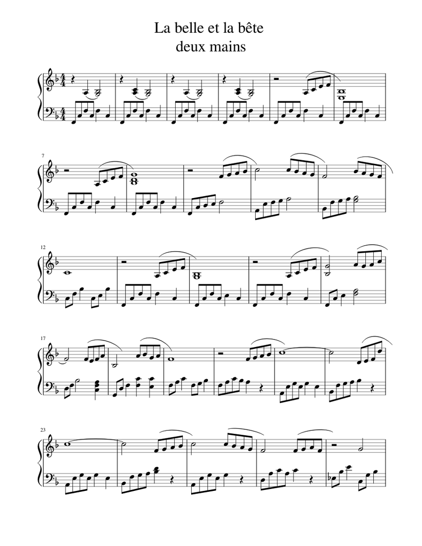 La belle et la bête 2 mains Sheet music for Piano (Solo) | Musescore.com