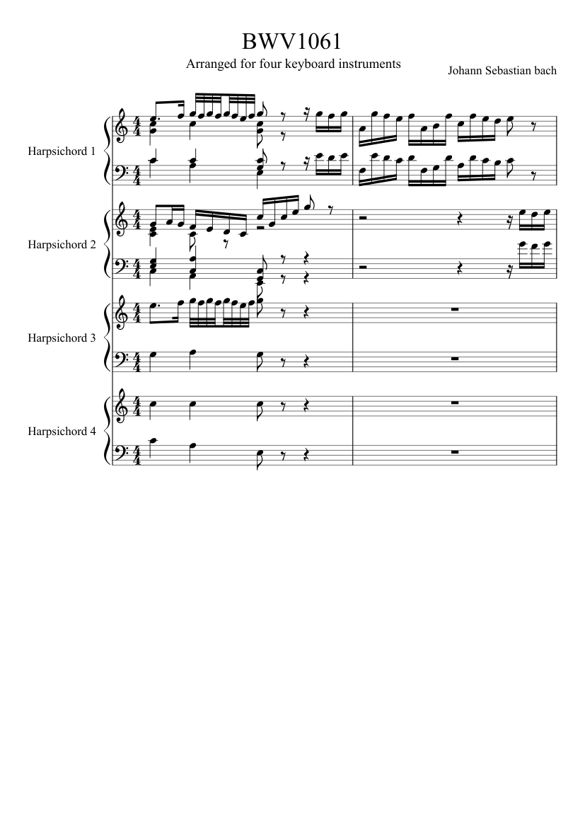 Concerto for 2 Harpsichords in C major BWV 1061