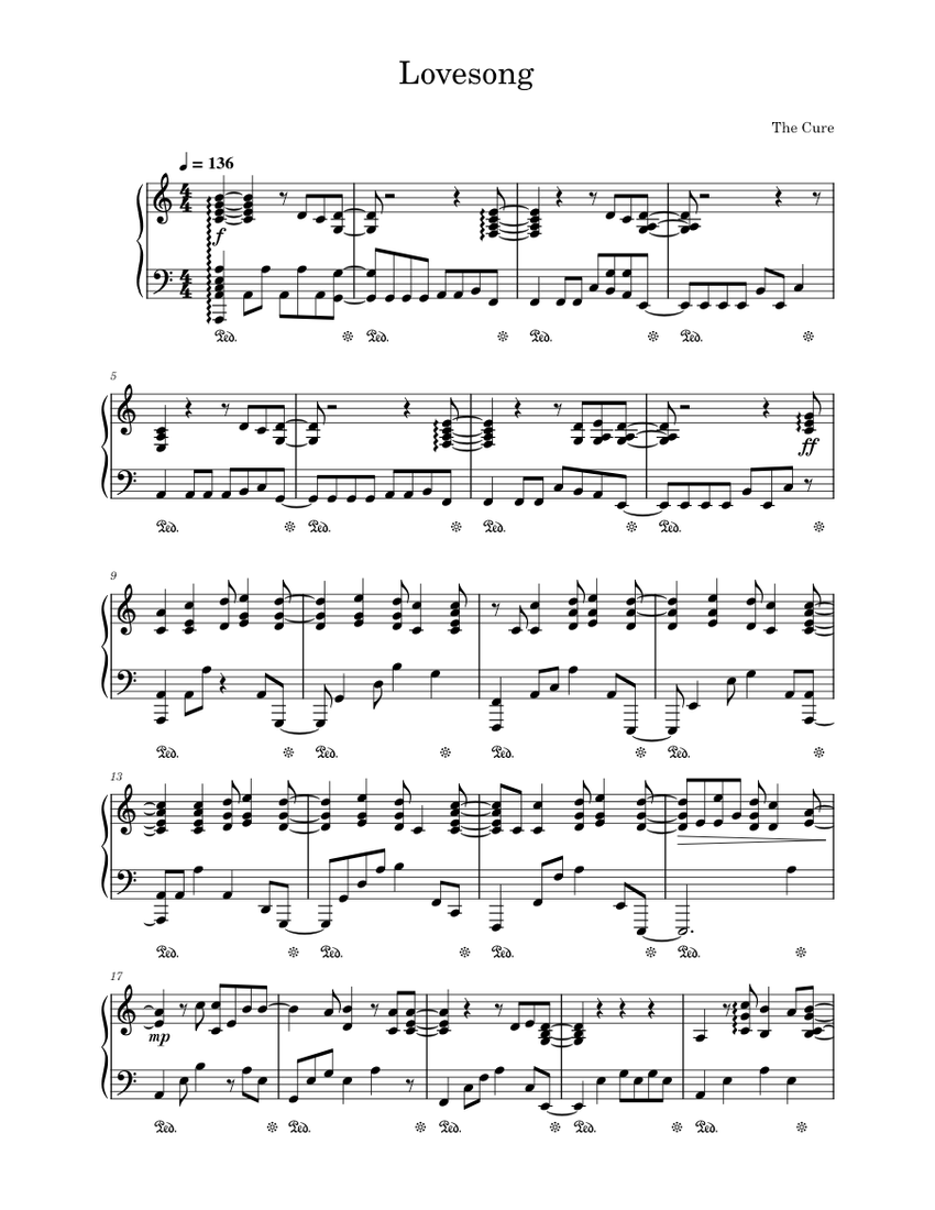 Lovesong - The Cure Sheet music for Piano (Solo) | Musescore.com