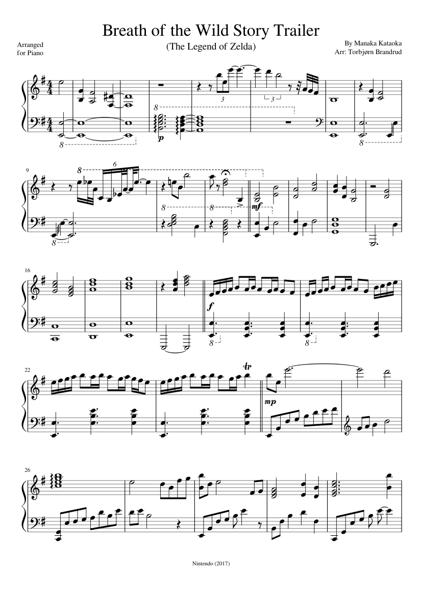 Breath of the Wild Story Trailer (The Legend of Zelda) Sheet music for Piano  (Solo) | Musescore.com