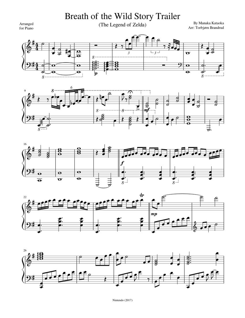 Breath of the Wild Story Trailer (The Legend of Zelda) Sheet music for