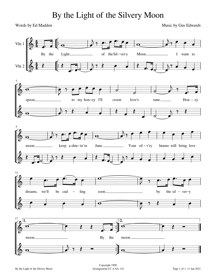 Download and print in PDF or MIDI free sheet music for By The Light Of The ...