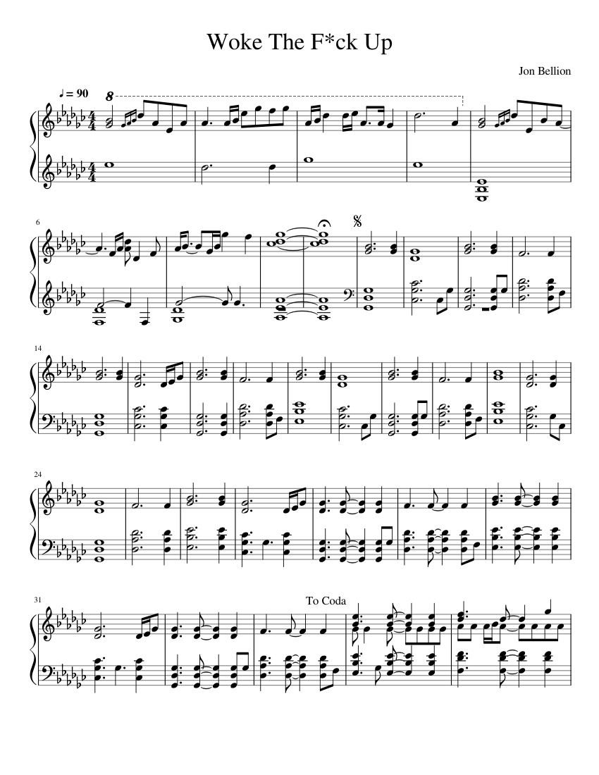 Woke The F*ck Up - Acoustic Sheet music for Piano (Solo) | Musescore.com