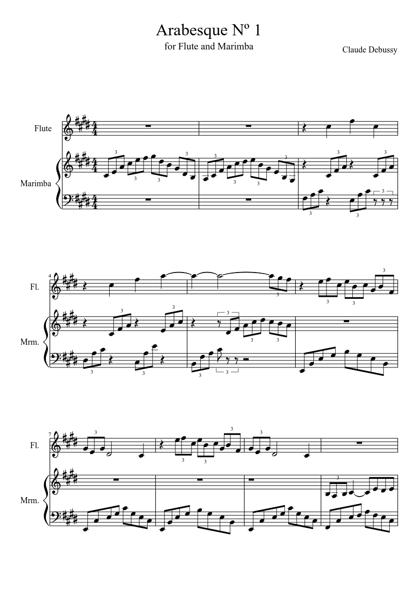 Arabesque Nº1 - C. Debussy Sheet music for Flute (Solo) | Musescore.com