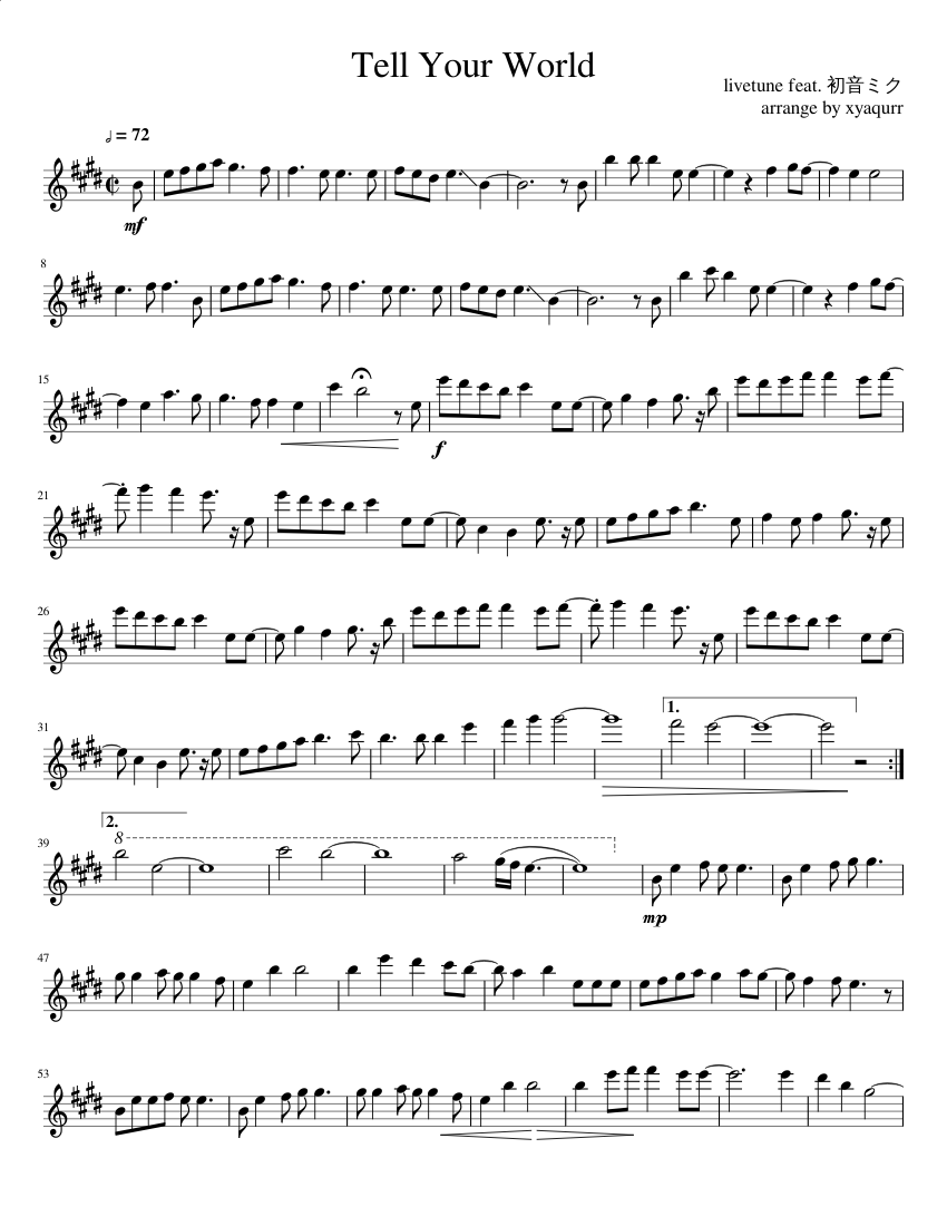 Tell Your World Sheet Music For Violin Solo Musescore Com