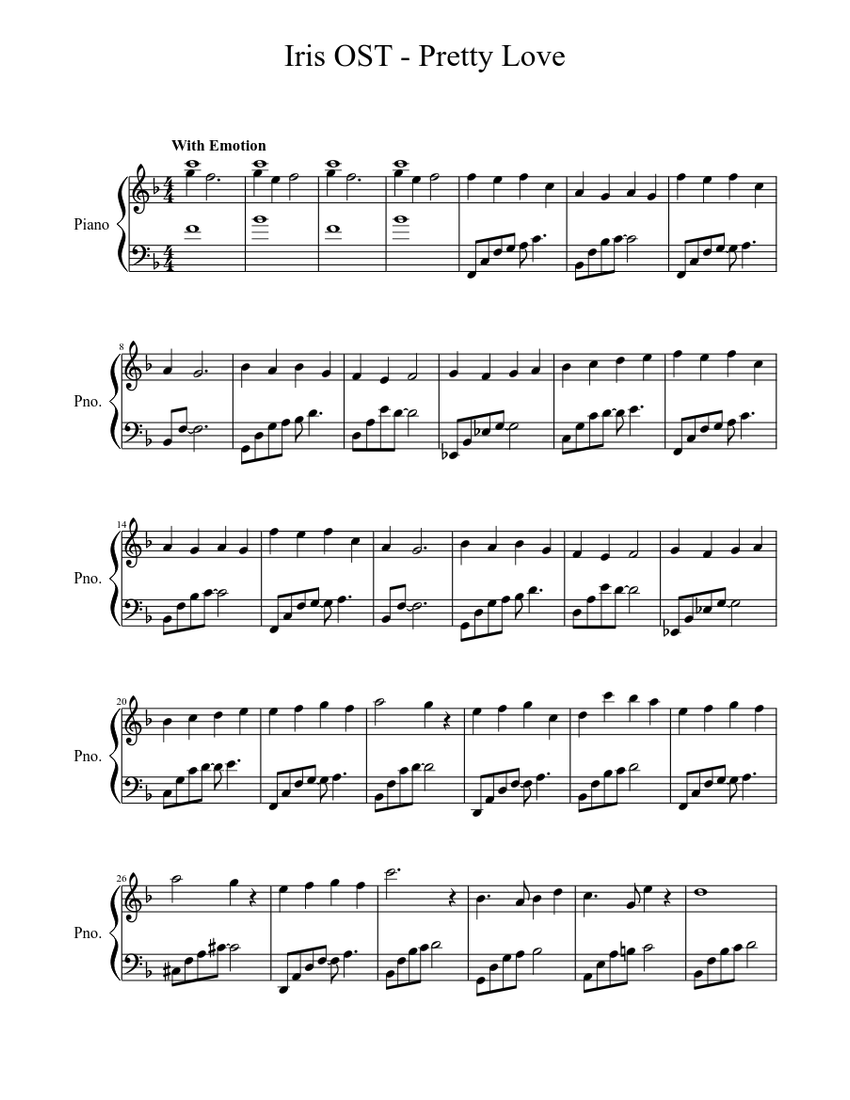 Pretty Love-Iris OST Sheet music for Piano (Solo) | Musescore.com