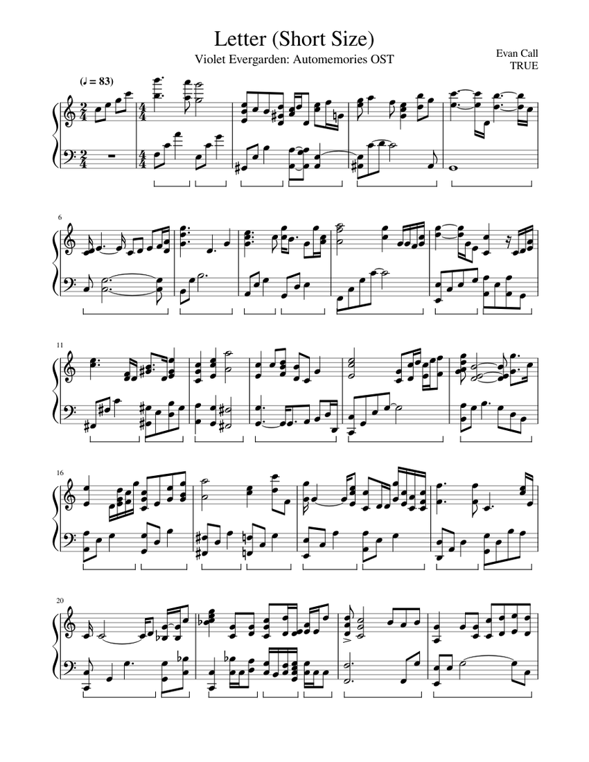 Letter Short Size Violet Evergarden Ost Piano Solo Cover Sheet Music For Piano Solo Musescore Com violet evergarden ost piano solo cover