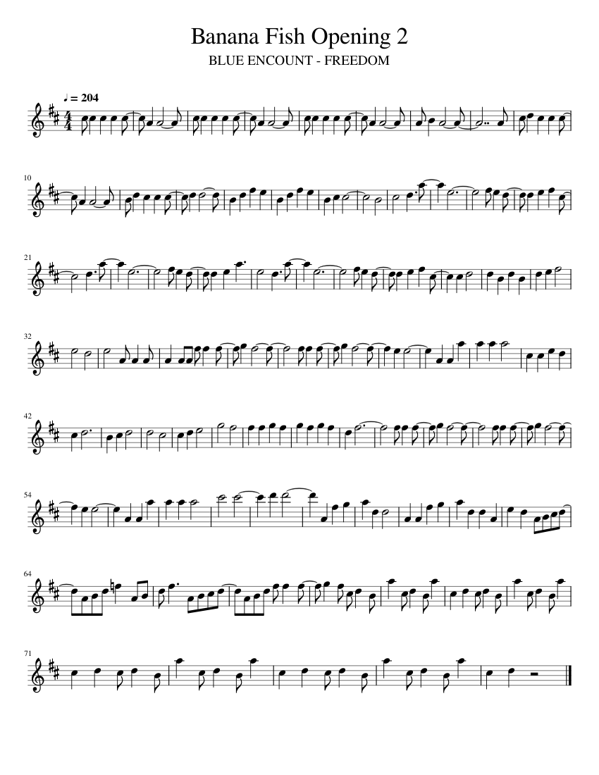 Banana Fish Opening 2 Sheet music for Flute (Solo) | Musescore.com