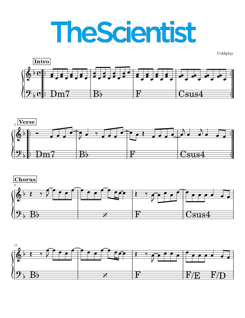 The Scientist - Coldplay Sheet music for Piano (Solo) | Musescore.com