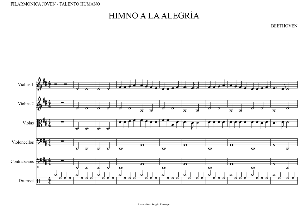 Beethoven Sinfonia N º 9 En Re Menor Coral Op 125 Sheet Music For Drum Group Strings Group Mixed Ensemble Musescore Com