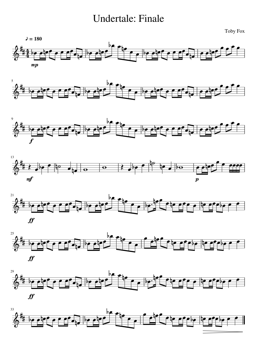 Undertale Finale Sheet Music For Clarinet In B Flat Solo Musescore Com