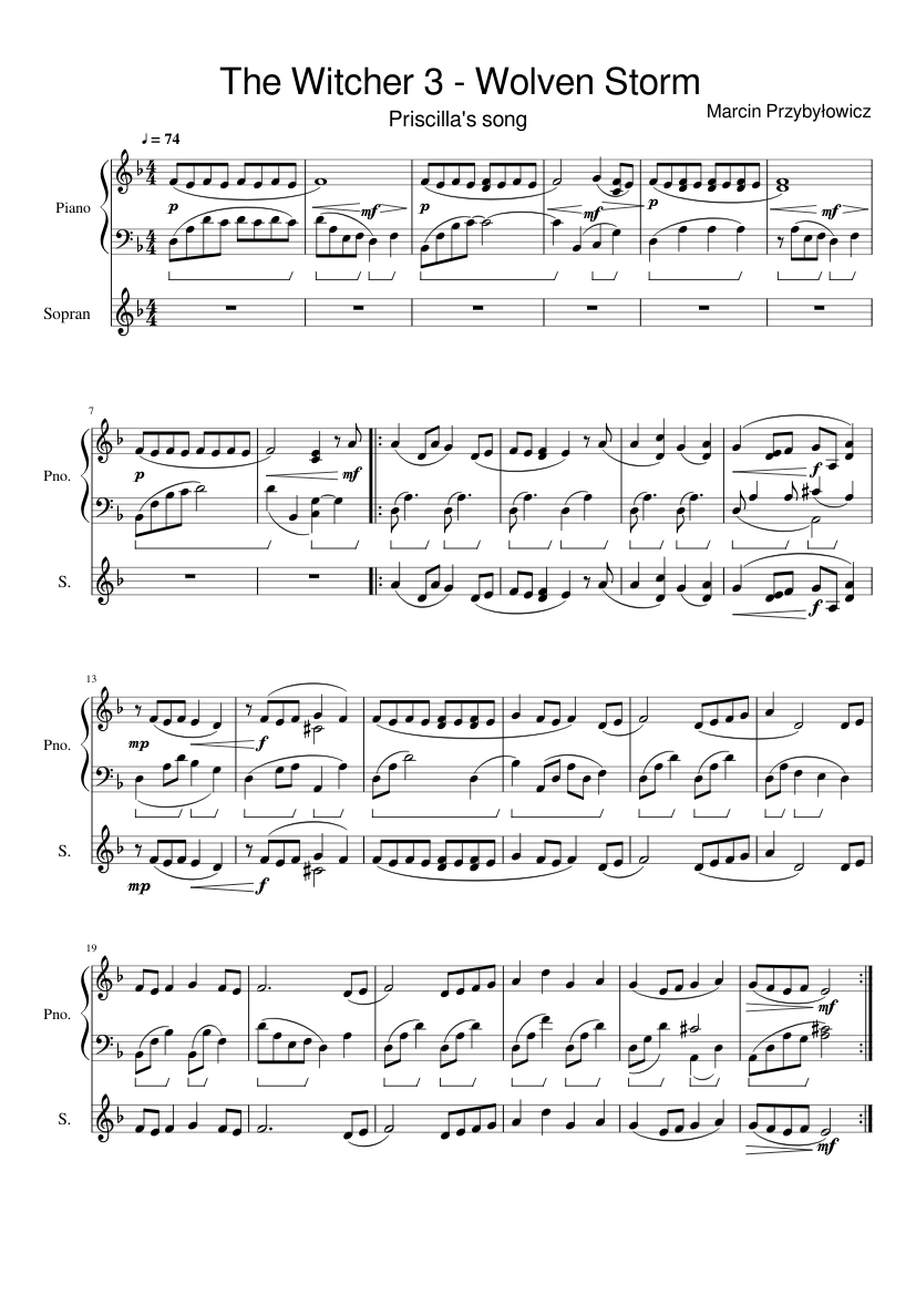 The Witcher 3 - Geralt of Rivia Sheet music for Piano (Solo