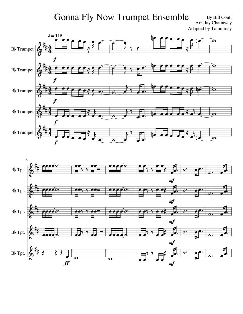 Gonna Fly Now Trumpet Ensemble Sheet music for Trumpet in b-flat (Mixed  Quintet) | Musescore.com