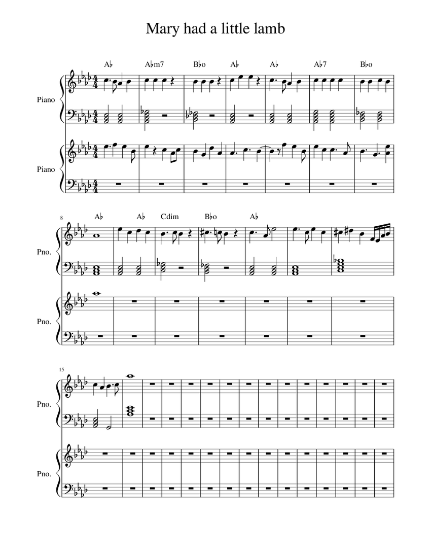 Mary had a little lamb Sheet music for Piano (Piano Duo) | Download and