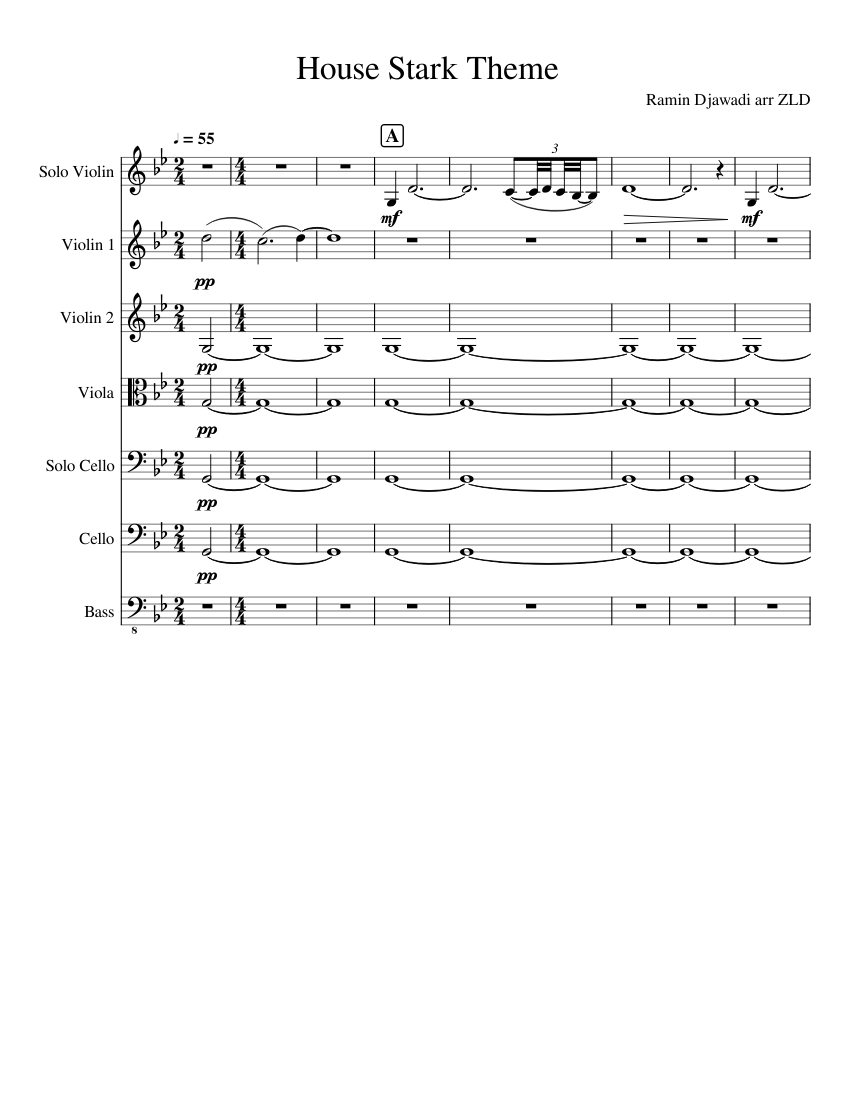 Game Of Thrones Stark Theme Sheet Music For Piano String Orchestra