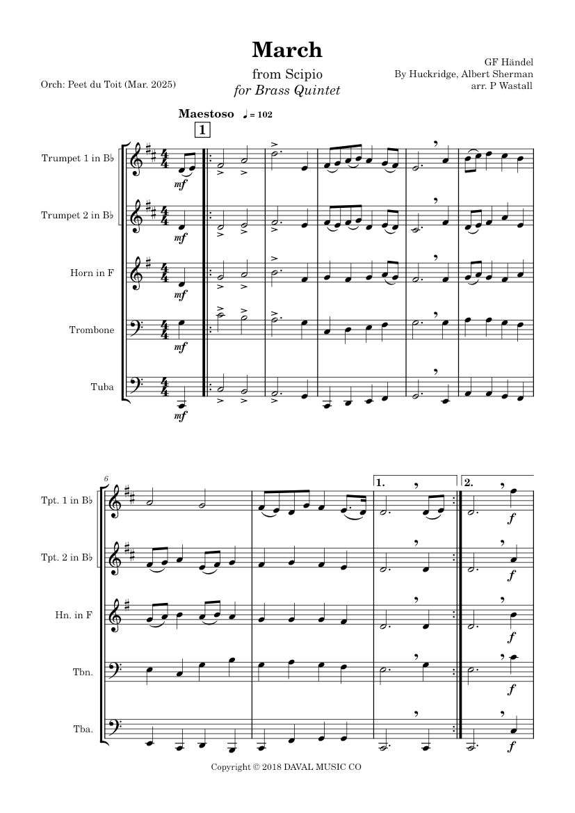 March From Scipio GF H ndel Arr P Wastall Sheet Music For Trombone March From Scipio GF H ndel Arr P Wastall Sheet Music For Trombone