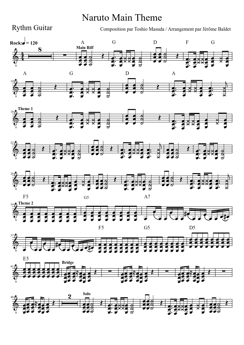 Yukimaru Guren Theme - Naruto Shippuden Sheet music for Violin, Viola,  Guitar (Mixed Trio)