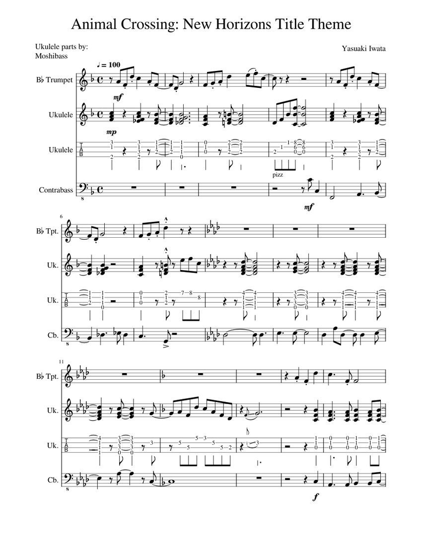 Animal Crossing New Horizons Title Theme Sheet music for Trumpet in b