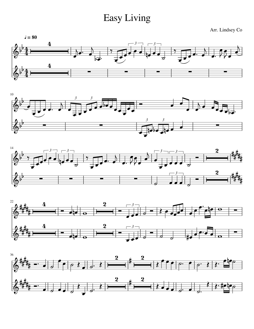 Easy Living Sheet music for in bflat (Solo