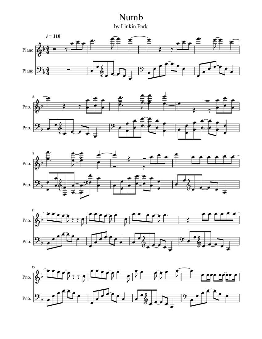 Numb - piano tutorial