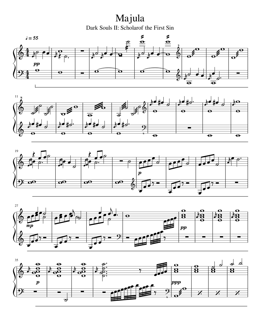 Majula: Dark Souls II Sheet music for Piano (Solo) | Musescore.com
