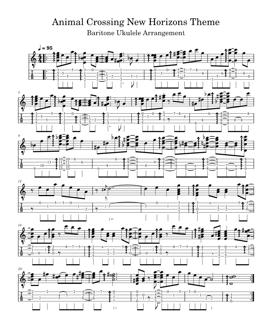 Animal Crossing New Horizons Theme Sheet music for Ukulele (Solo