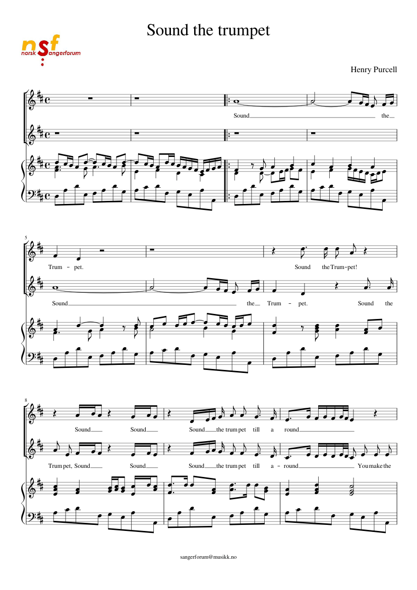 Sound the trumpet Sheet music for Soprano, Alto, Harpsichord (Women's  Choir) | Musescore.com