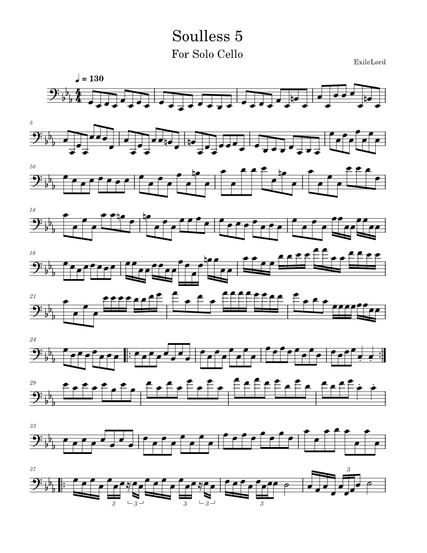 Soulless 5 – Cello Solo Sheet music for Cello (Solo) | Musescore.com