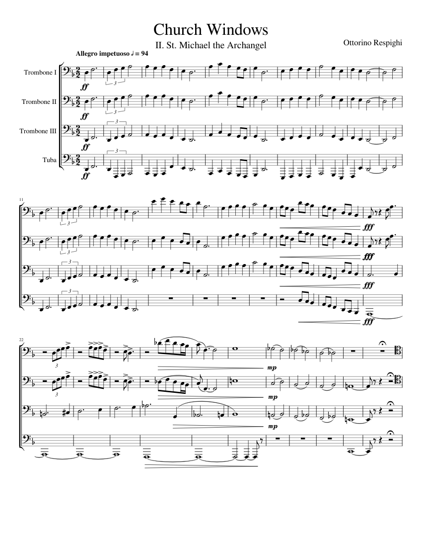Church Windows Sheet music for Trombone, Tuba, Trombone (Bass) (Mixed ...