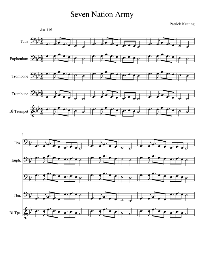 Seven Nation Army Sheet music for Trombone Euphonium Tuba Trumpet in  