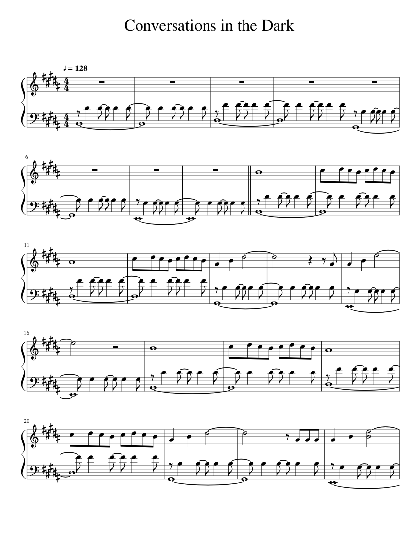 Conversations in the Dark Sheet music for Piano (Solo) | Musescore.com