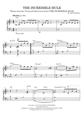 Free The Incredible Hulk by Joe Harnell, TV Theme Song sheet music |  Download PDF or print on Musescore.com