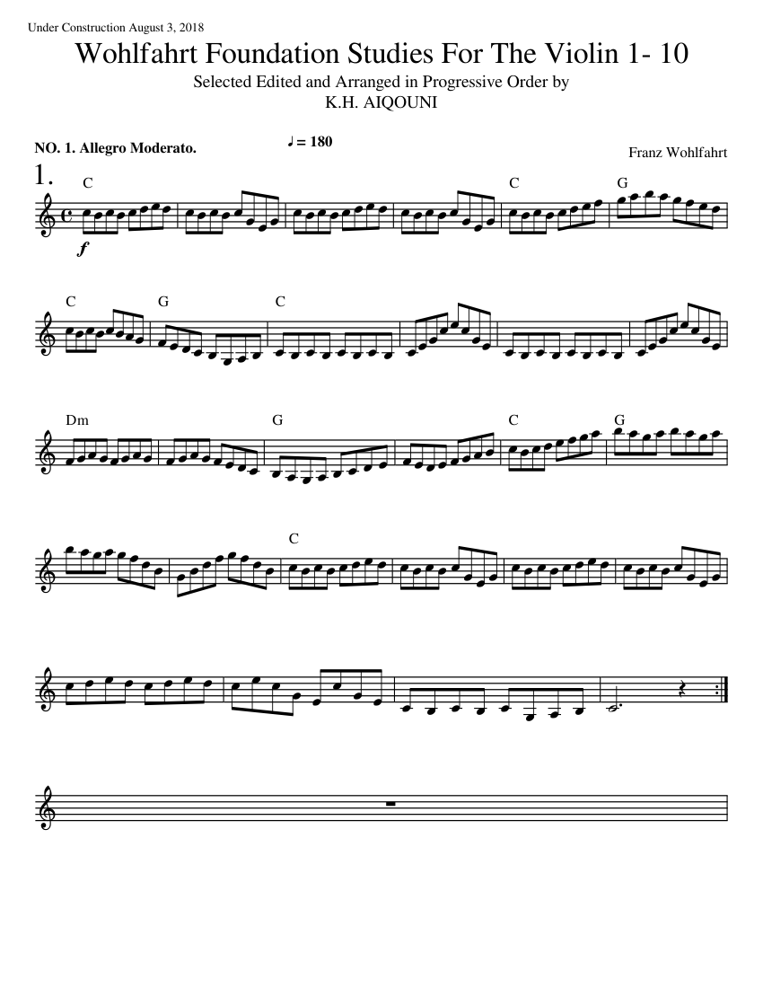 Wohlfahrt Foundation Studies For The Violin 1-10 Sheet music for Violin (Solo) | Musescore.com