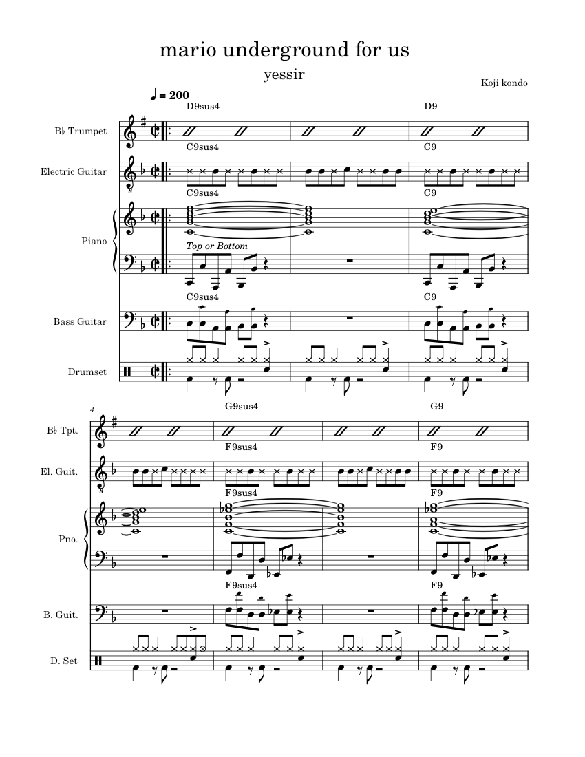 mario_underground_for_us Sheet music for Piano, Trumpet in b-flat ...