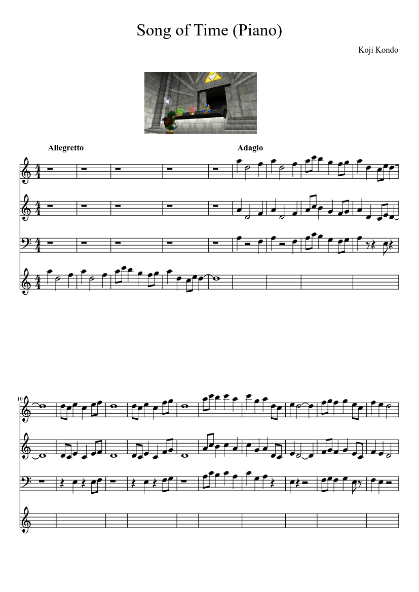 Ocarina of Time: Song of Time (Piano) Sheet music for Piano, Flute other  (Mixed Quartet)