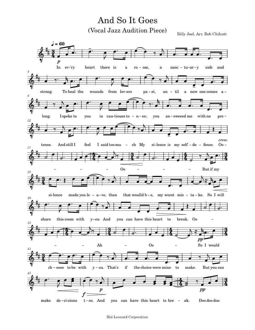And So It Goes Jazz Version Tenor Sheet Music For Piano Solo And so it goes jazz version tenor sheet music for piano solo